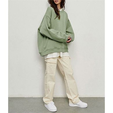 Women's Loose Fit Crew Neck Long Sleeve Pullover Sweatshirt