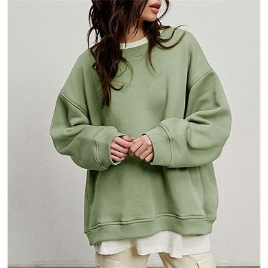 Women's Loose Fit Crew Neck Long Sleeve Pullover Sweatshirt