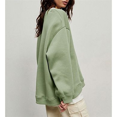 Women's Loose Fit Crew Neck Long Sleeve Pullover Sweatshirt