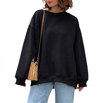 Women's Loose Fit Crew Neck Long Sleeve Pullover Sweatshirt