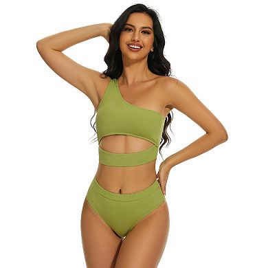 Women's One Shoulder Two Piece Swimsuit Set