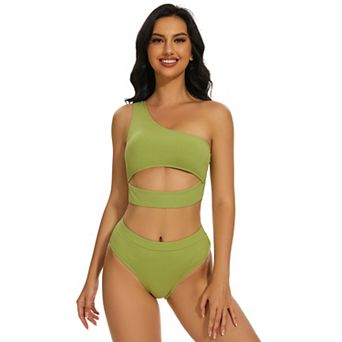 Women's One Shoulder Two Piece Swimsuit Set