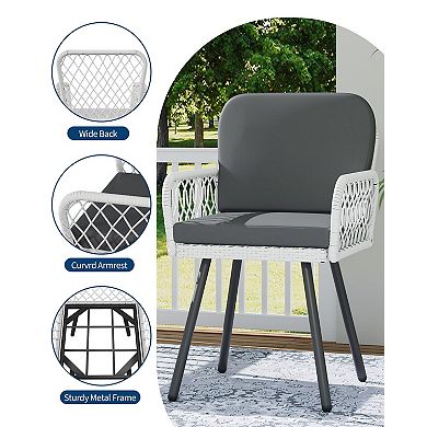 7-Piece Outdoor Wicker Patio Dining Set: Rectangular Glass Table & 6 Chairs