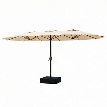 15FT Double-Sided Patio Umbrella with Base, Large Outdoor Market Shade for Backyard