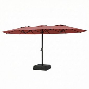 15FT Double-Sided Patio Umbrella with Base, Large Outdoor Market Shade for Backyard