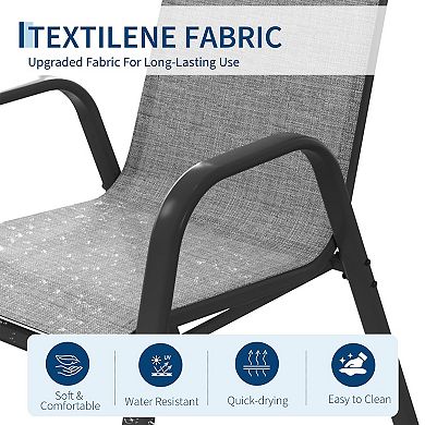 Weather-Resistant Stackable Iron Frame Textilene Patio Dining Chairs for Garden