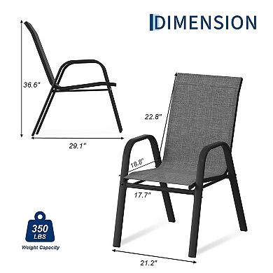 Weather-Resistant Stackable Iron Frame Textilene Patio Dining Chairs for Garden