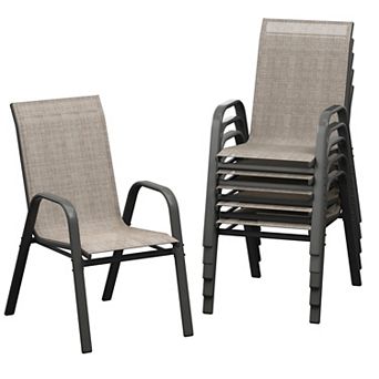 Weather-Resistant Stackable Iron Frame Textilene Patio Dining Chairs for Garden