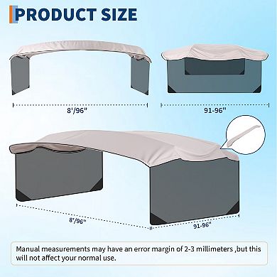 Heavy Duty Bimini Top Replacement Canvas with Mesh Sidewalls and Storage Boot