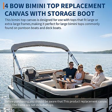 Heavy Duty Bimini Top Replacement Canvas with Mesh Sidewalls and Storage Boot