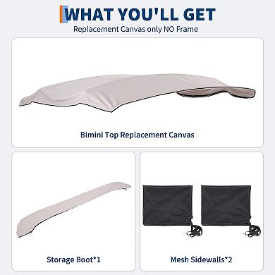 Heavy Duty Bimini Top Replacement Canvas with Mesh Sidewalls and Storage Boot
