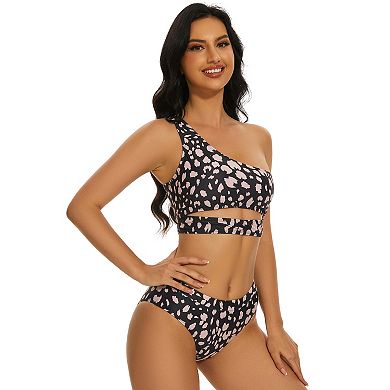 Women's One Shoulder Two Piece Swimsuit Set