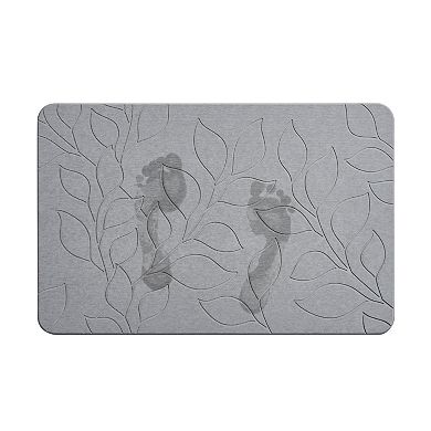 VCNY Home Green Carved Palms Diatomite Stone Bath Mat