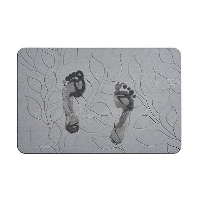 VCNY Home Green Carved Palms Diatomite Stone Bath Mat