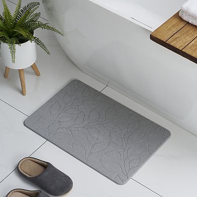VCNY Home Green Carved Palms Diatomite Stone Bath Mat