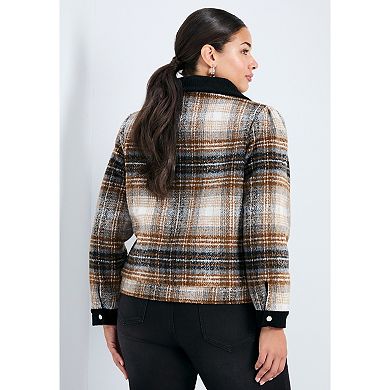 Avenue Women's Plus Size Joss Plaid Cropped Jacket