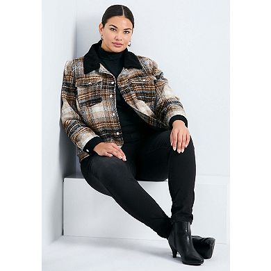 Avenue Women's Plus Size Joss Plaid Cropped Jacket