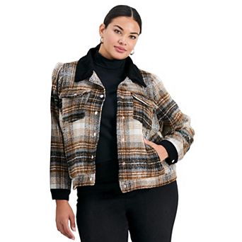 Avenue Women's Plus Size Joss Plaid Cropped Jacket