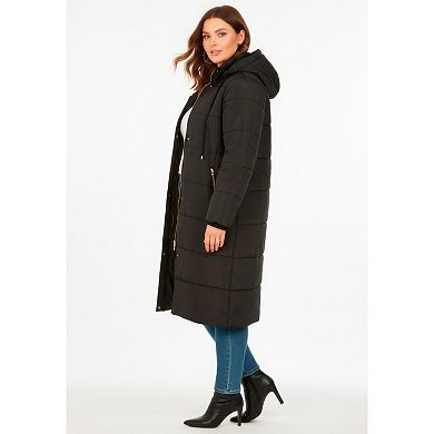 Avenue Women's Plus Size Long Puffer Coat