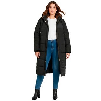 Avenue Women's Plus Size Long Puffer Coat