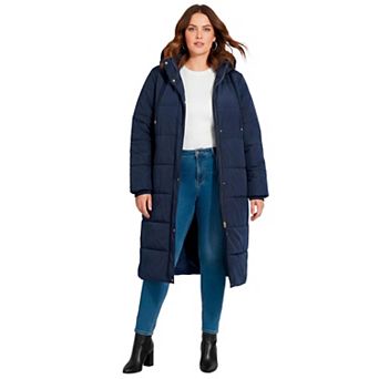 Avenue Women's Plus Size Long Puffer Coat