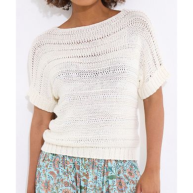 Joe Browns Women's Plus Size Boatneck Pointelle Sweater