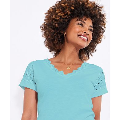 Joe Browns Women's Plus Size V-Neck Eyelet Tee