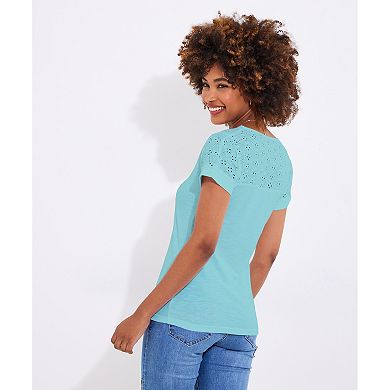 Joe Browns Women's Plus Size V-Neck Eyelet Tee