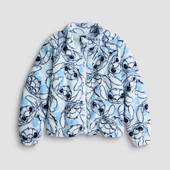 Girls 7-20 Disney's Stitch Allover Print Full-Zip Sherpa Fleece Jacket