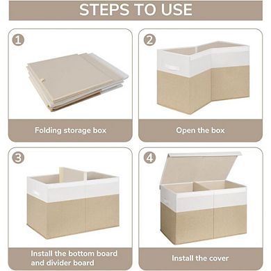 JUANWANG 25" Collapsible Toy Box with Lid, Sturdy Foldable Storage Organizer for Kids' Room