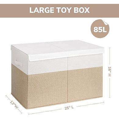 JUANWANG 25" Collapsible Toy Box with Lid, Sturdy Foldable Storage Organizer for Kids' Room