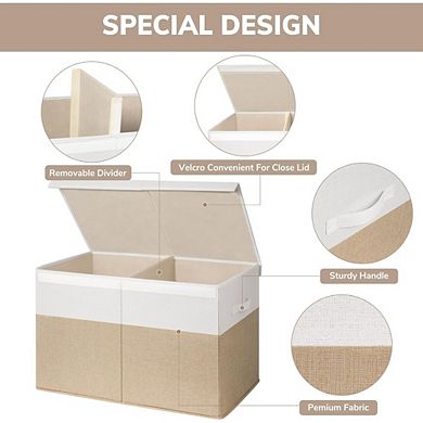 JUANWANG 25" Collapsible Toy Box with Lid, Sturdy Foldable Storage Organizer for Kids' Room