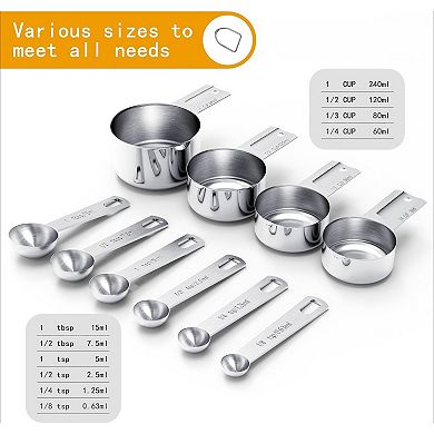 Stainless Steel Measuring Cups Spoons Set, Cups and Spoons,Kitchen Gadgets for Cooking & Baking (10)