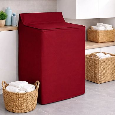 Burgundy Washing Machine Cover Zippered Dust Proof Fits Most Washers