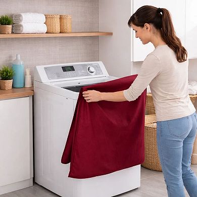 Burgundy Washing Machine Cover Zippered Dust Proof Fits Most Washers