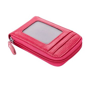 Genuine Leather RFID Blocking Wallet Card Holder Zipper Pocket