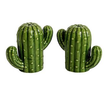 Cactus Ceramic Salt and Pepper Shaker Hand Painted Decor