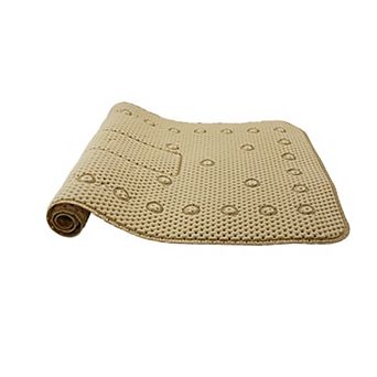 Beige Anti Slip Waffle Bath Mat Cushioned Shower Rug 27.5x16 Inch