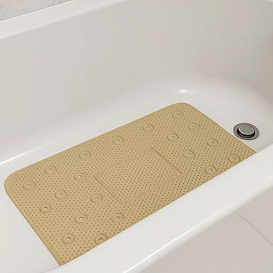 Beige Anti Slip Waffle Bath Mat Cushioned Shower Rug 27.5x16 Inch