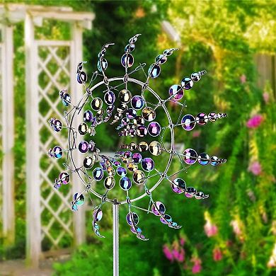 Metal Kinetic Wind Spinner Sculpture Windmill Garden Outdoor Decor