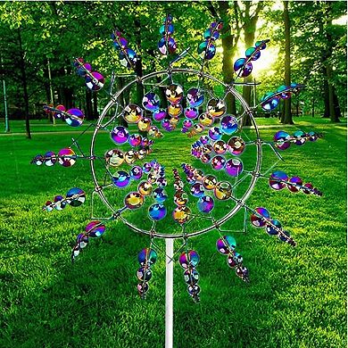 Metal Kinetic Wind Spinner Sculpture Windmill Garden Outdoor Decor