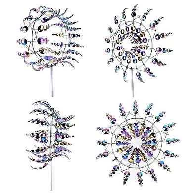 Metal Kinetic Wind Spinner Sculpture Windmill Garden Outdoor Decor