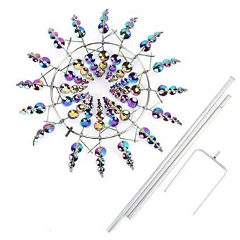 Metal Kinetic Wind Spinner Sculpture Windmill Garden Outdoor Decor