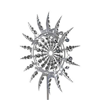 Metal Kinetic Wind Spinner Sculpture Windmill Garden Outdoor Decor