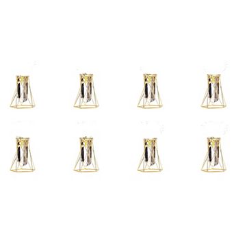 8 Set Gold Geometric Glass Vase Centerpiece Metal Test Tube Flower Stand