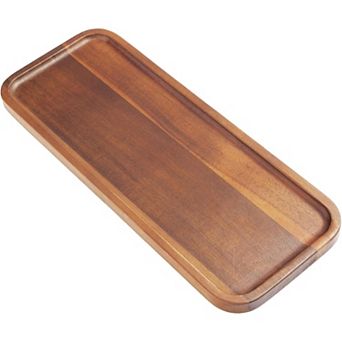Solid Acacia Wood Serving Trays and Platters - Wooden Mini Charcuterie Boards, Rectangle Cheese 1 pk