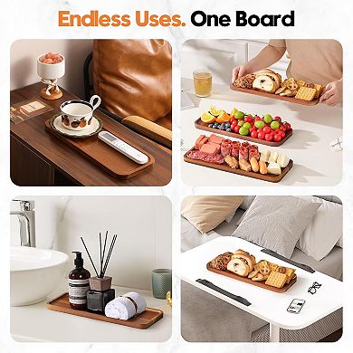 Solid Acacia Wood Serving Trays and Platters - Wooden Mini Charcuterie Boards, Rectangle Cheese 1 Pk