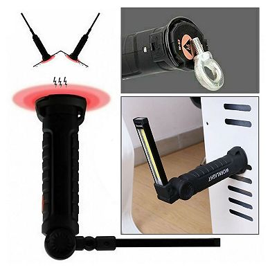 Magnetic Rechargeable COB LED Work Light Folding Flashlight Red Small Light