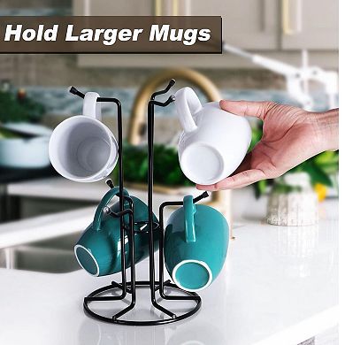 Metal Mug Holder Tree Stand 6 Hook Coffee Cup Rack for Countertop