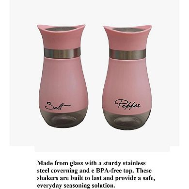 Glass Salt and Pepper Shaker 4.42 oz with Stainless Steel Lids
